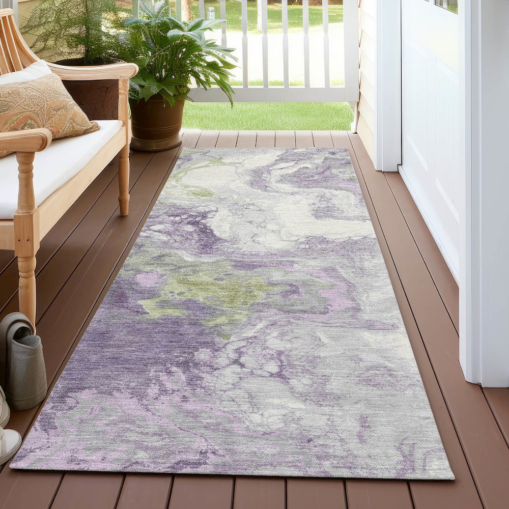 Machine Washable Indoor/Outdoor Chantille Lavender 2'3" x 7'6" Runner Rug