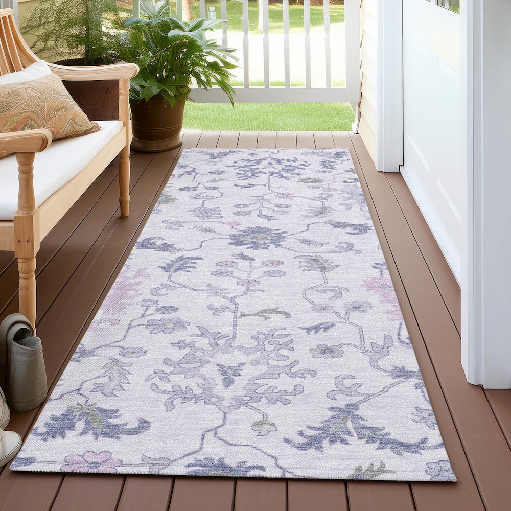 Machine Washable Indoor/Outdoor Chantille Lavender 2'3" x 7'6" Runner Rug