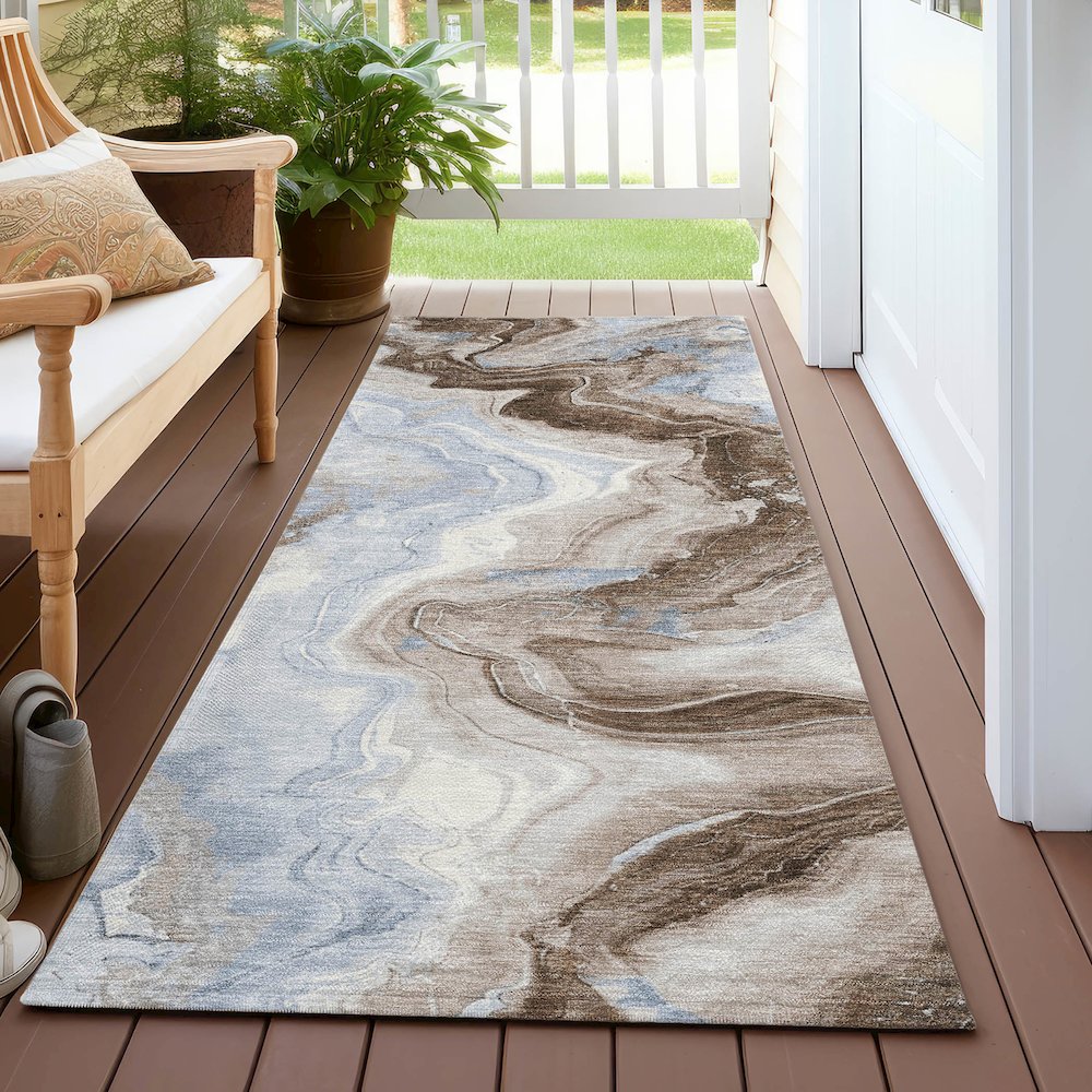 Machine Washable Indoor/Outdoor Chantille Taupe 2'3" x 7'6" Runner Rug