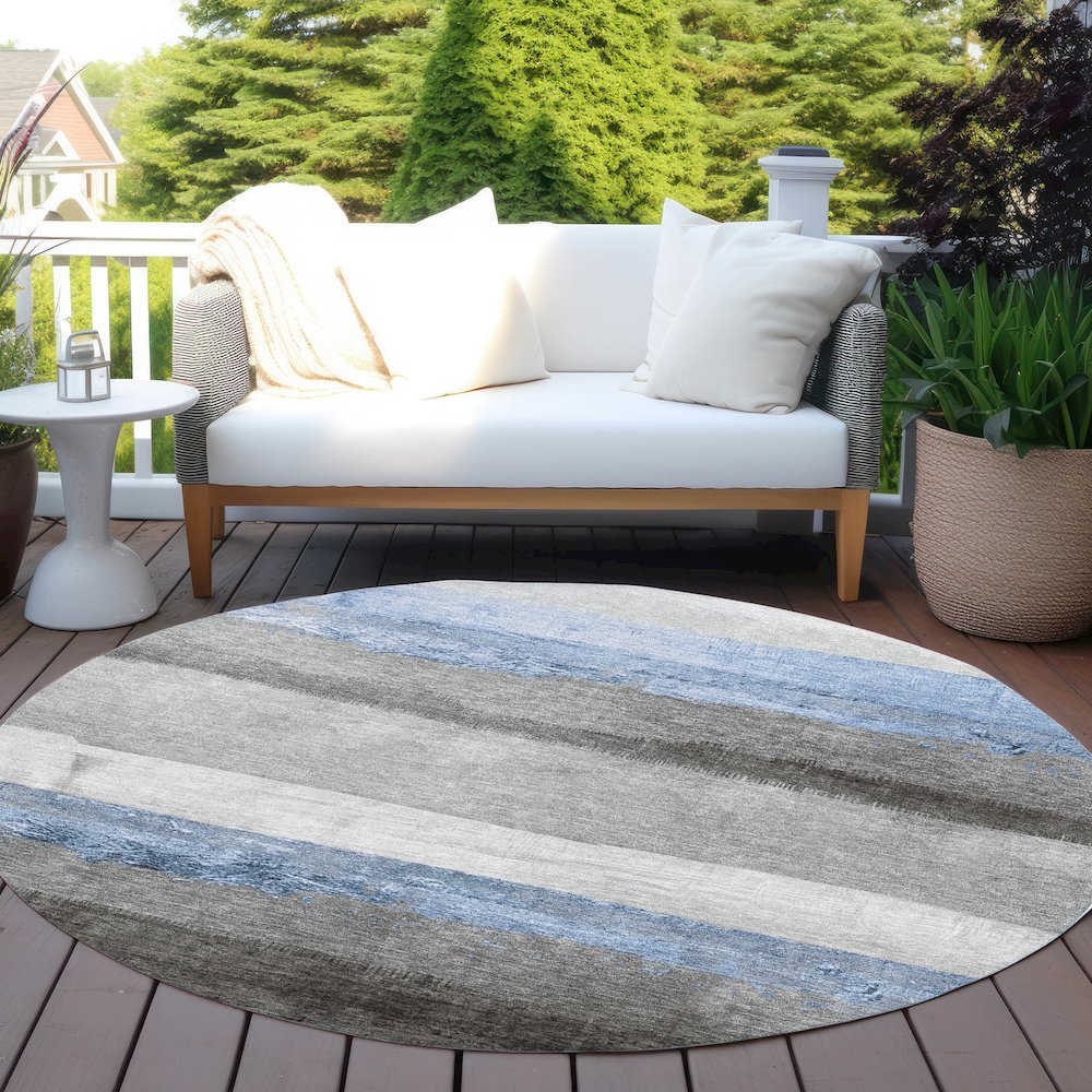 Machine Washable Indoor/Outdoor Chantille Sky 8' x 8' Round Rug