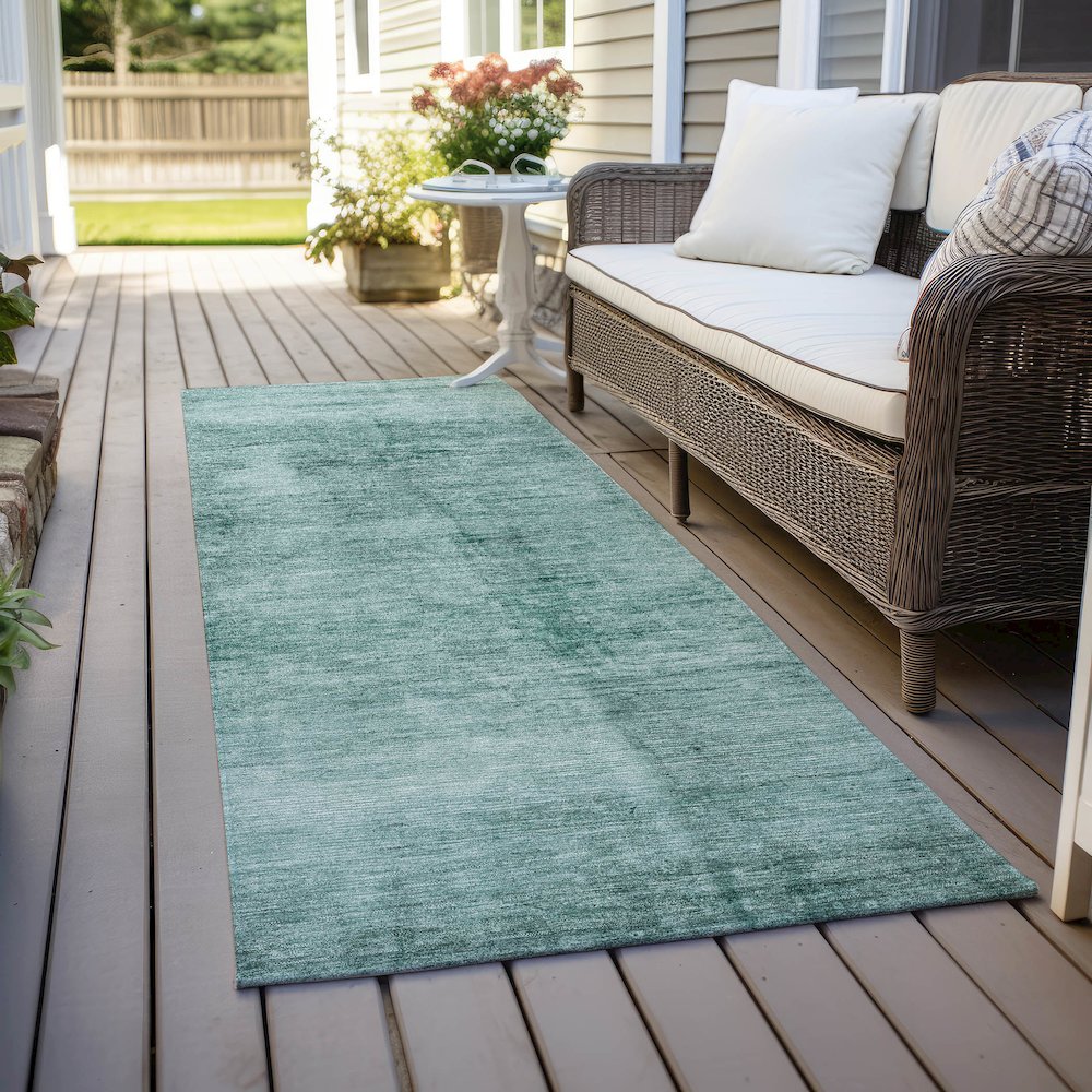 Machine Washable Indoor/Outdoor Chantille Teal 2'3" x 7'6" Runner Rug