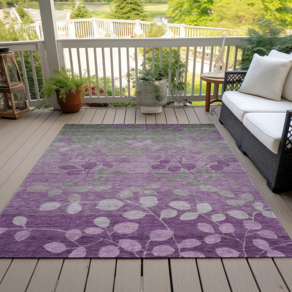 Machine Washable Indoor/Outdoor Chantille Purple 2'6" x 3'10" Rug