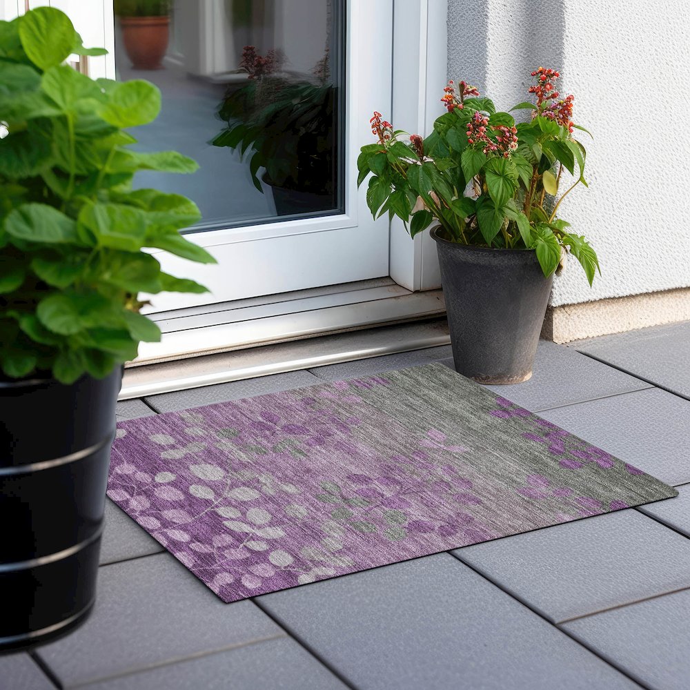 Machine Washable Indoor/Outdoor Chantille Purple 1'8" x 2'6" Rug