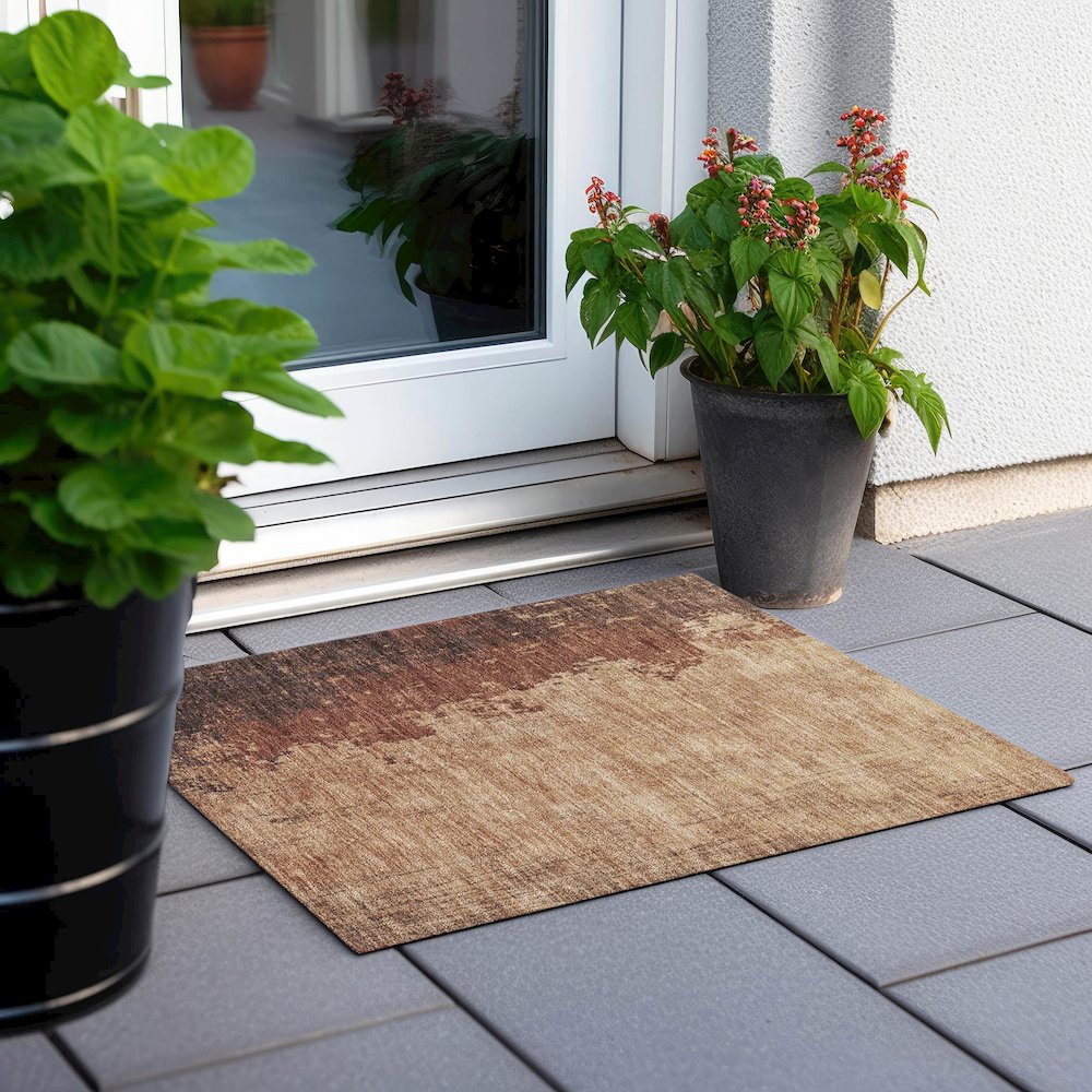 Machine Washable Indoor/Outdoor Chantille Paprika 1'8" x 2'6" Rug