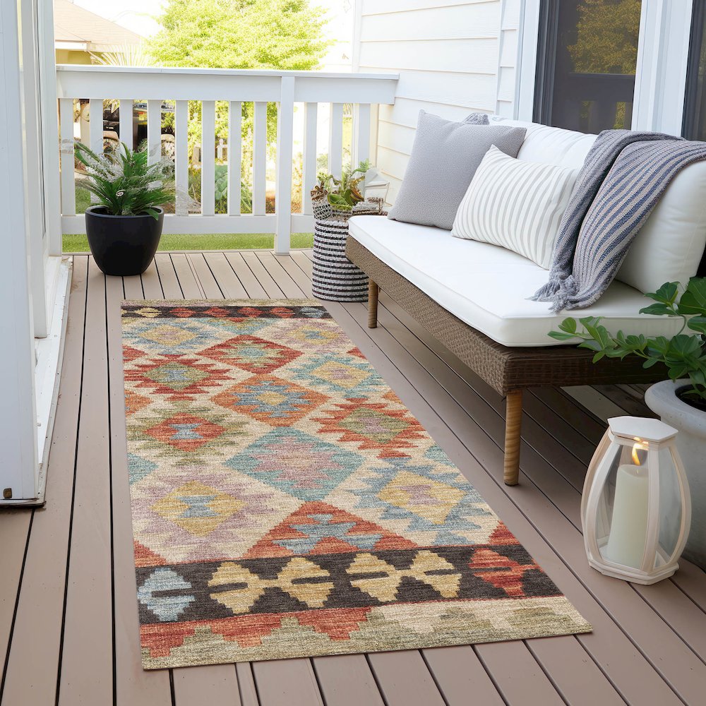 Machine Washable Indoor/Outdoor Chantille Paprika 2'3" x 7'6" Runner Rug