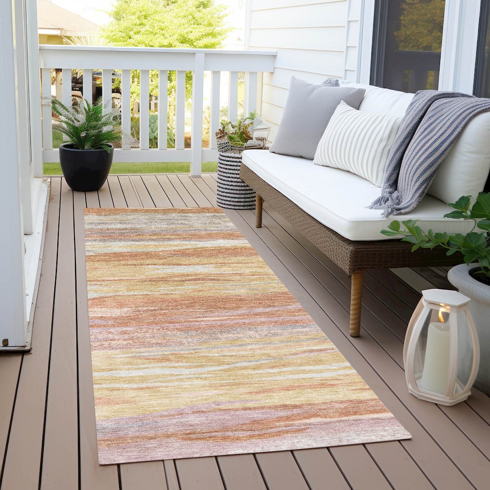 Machine Washable Indoor/Outdoor Chantille Salmon 2'3" x 7'6" Runner Rug