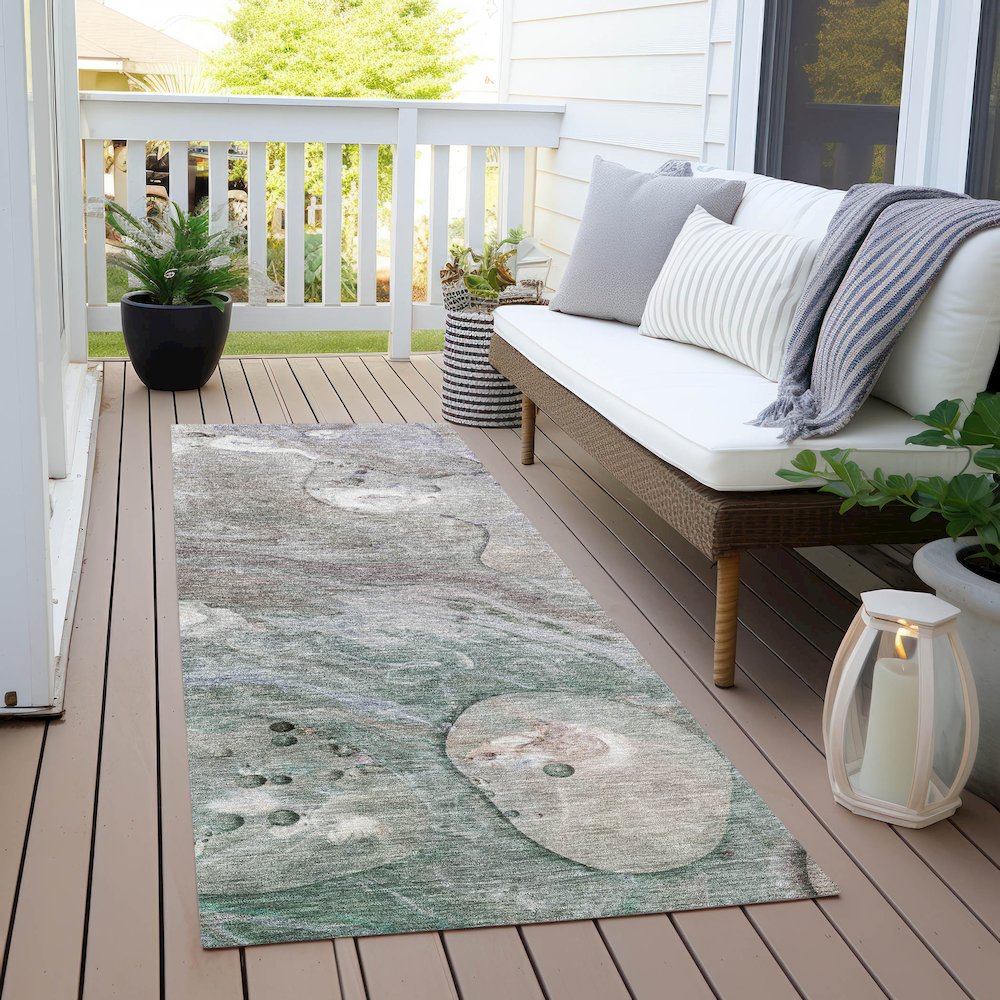 Machine Washable Indoor/Outdoor Chantille Khaki 2'3" x 7'6" Runner Rug