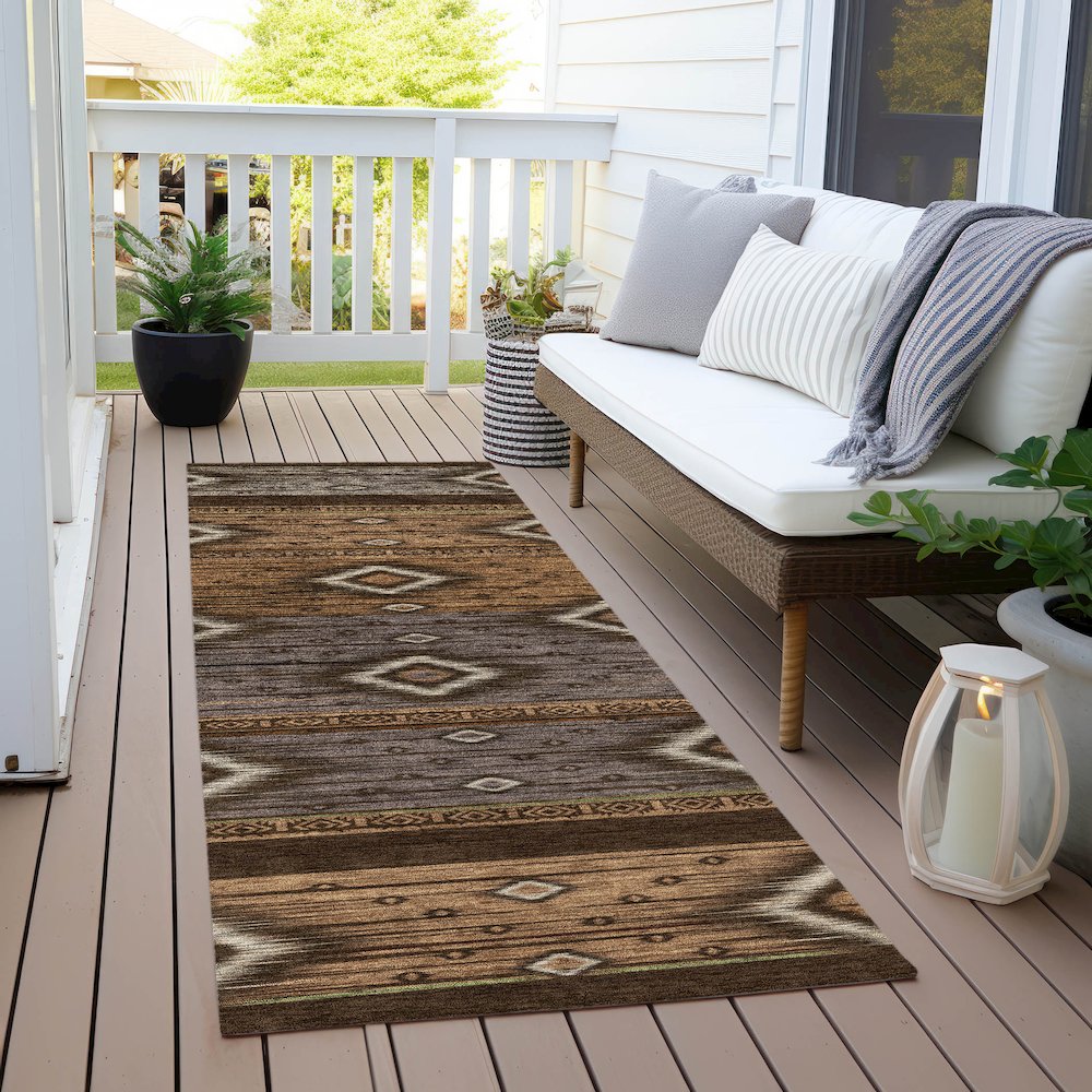 Machine Washable Indoor/Outdoor Chantille Chocolate 2'3" x 7'6" Runner Rug