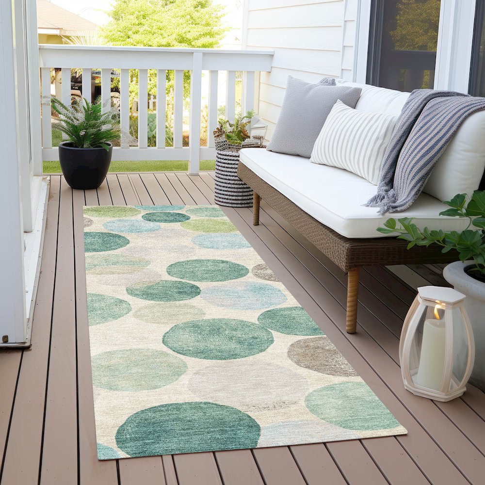 Machine Washable Indoor/Outdoor Chantille Teal 2'3" x 7'6" Runner Rug