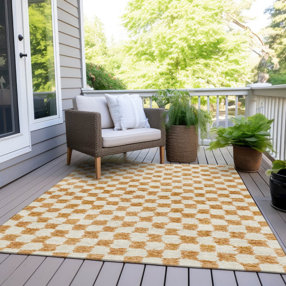 Machine Washable Indoor/Outdoor Chantille Orange 2'6" x 3'10" Rug