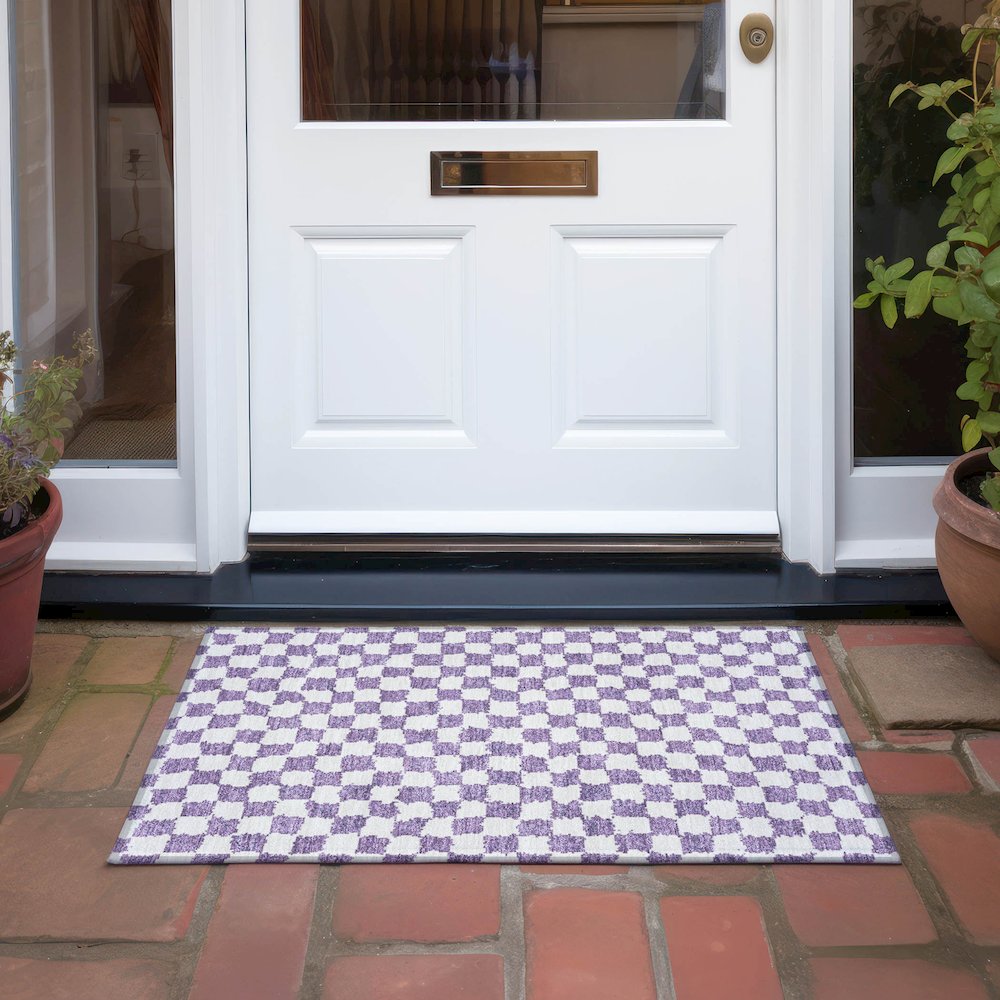 Machine Washable Indoor/Outdoor Chantille Purple 1'8" x 2'6" Rug
