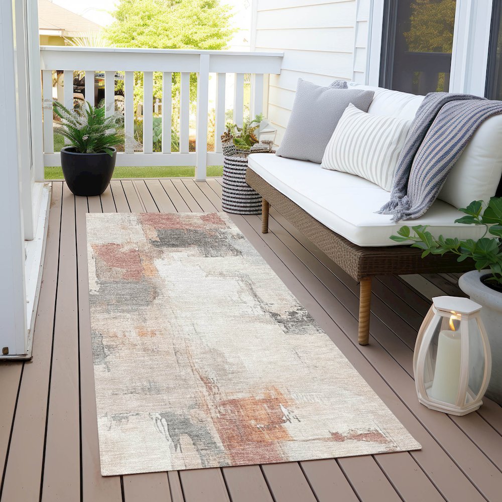 Machine Washable Indoor/Outdoor Chantille Paprika 2'3" x 7'6" Runner Rug