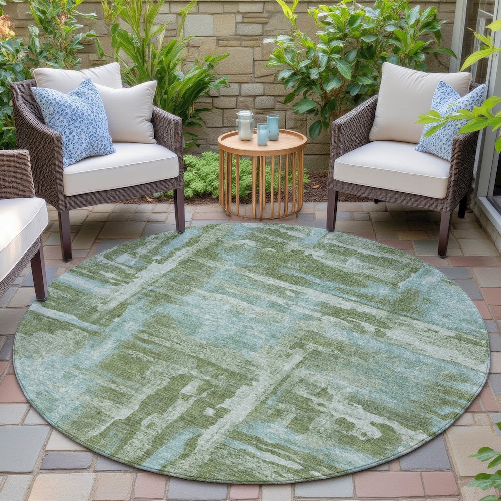 Machine Washable Indoor/Outdoor Chantille ACN2015 Cactus 8' x 8' Round Rug