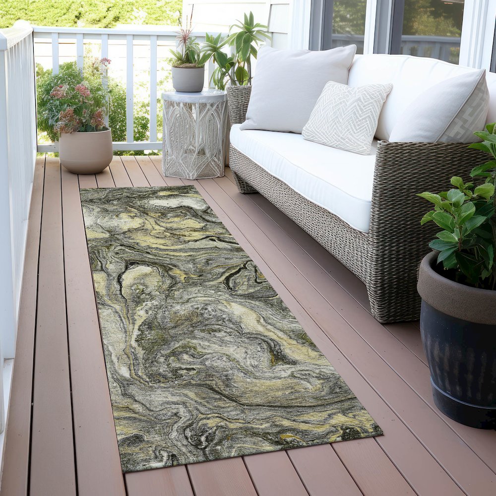 Machine Washable Indoor/Outdoor Chantille ACN2017 Pewter 2'3" x 7'6" Runner Rug