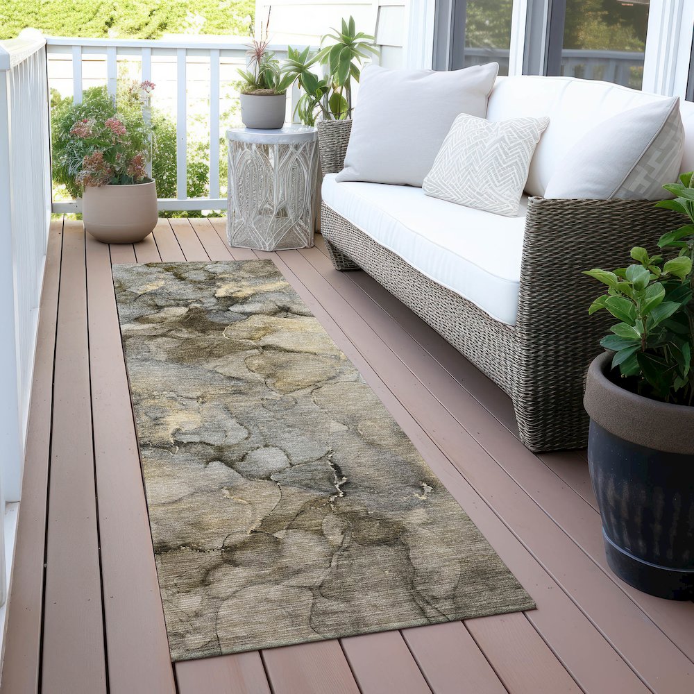 Machine Washable Indoor/Outdoor Chantille ACN2018 Pewter 2'3" x 7'6" Runner Rug