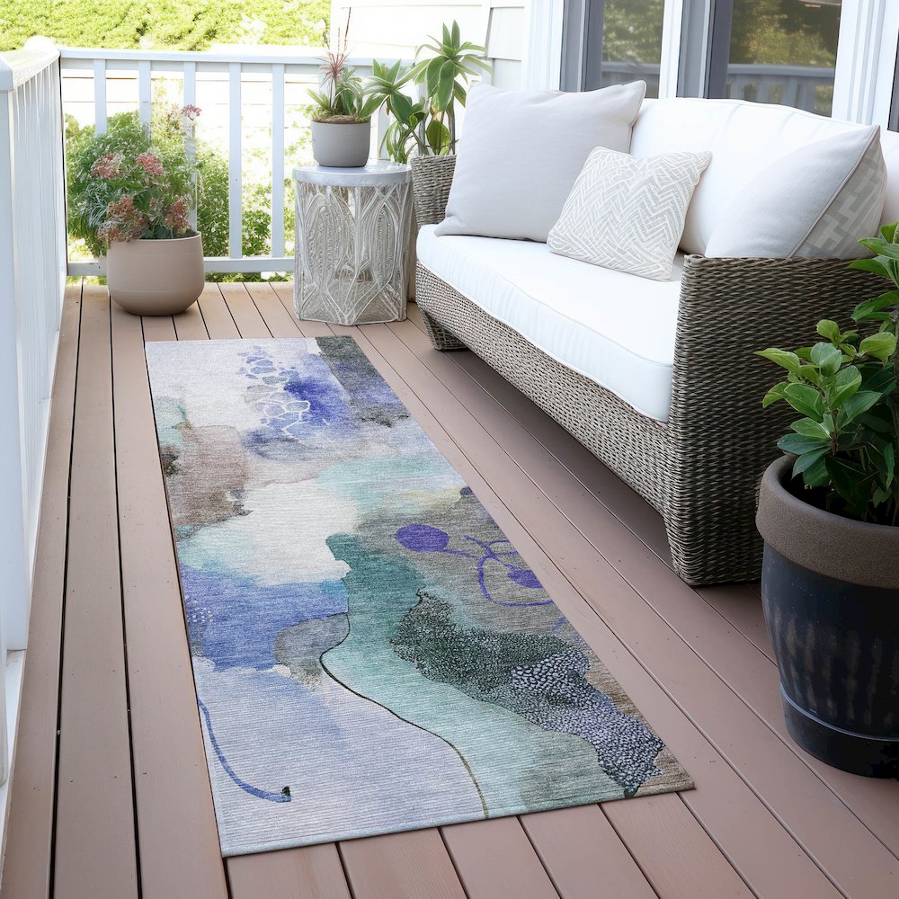 Machine Washable Indoor/Outdoor Chantille ACN2019 Brown 2'3" x 7'6" Runner Rug