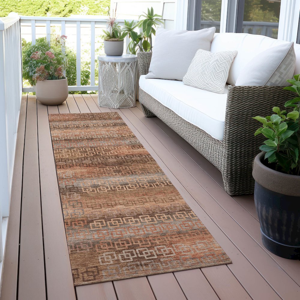 Machine Washable Indoor/Outdoor Chantille ACN2029 Copper 2'3" x 7'6" Runner Rug