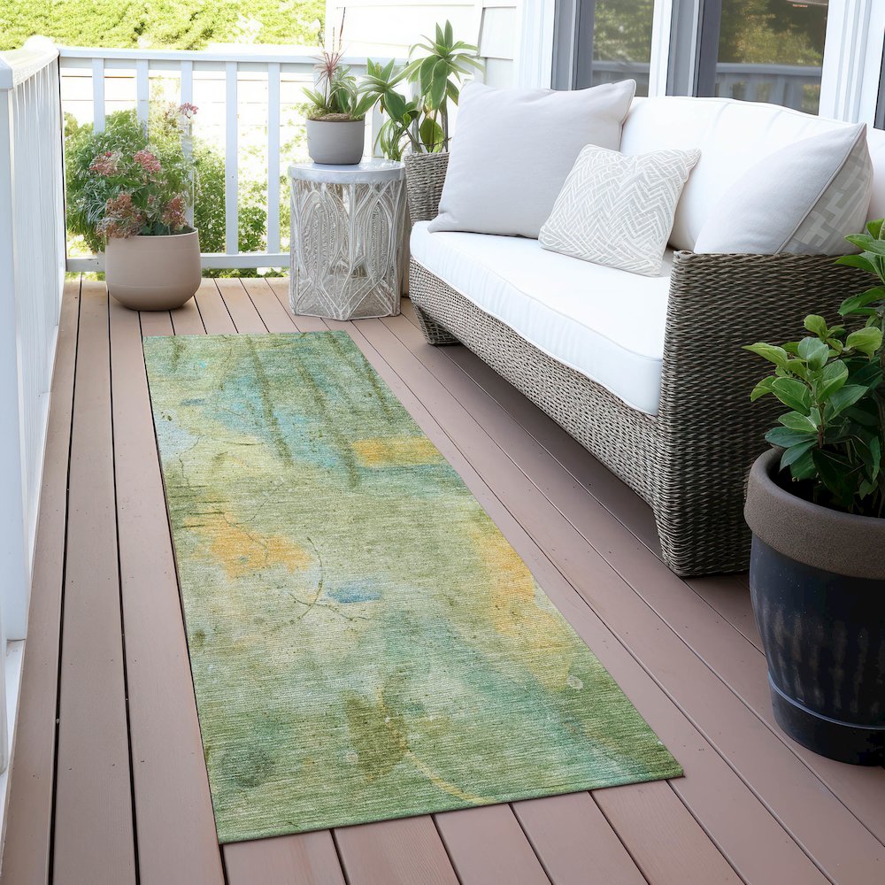 Machine Washable Indoor/Outdoor Chantille ACN2032 Sage 2'3" x 7'6" Runner Rug