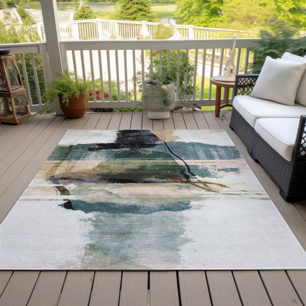 Machine Washable Indoor/Outdoor Chantille ACN2033 Green 2'6" x 3'10" Rug