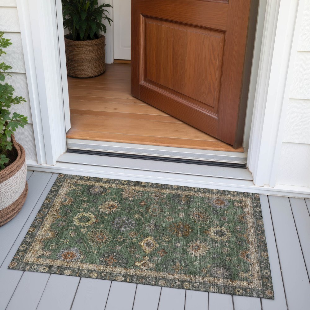 Machine Washable Indoor/Outdoor Chantille ACN2045 Fern 1'8" x 2'6" Rug