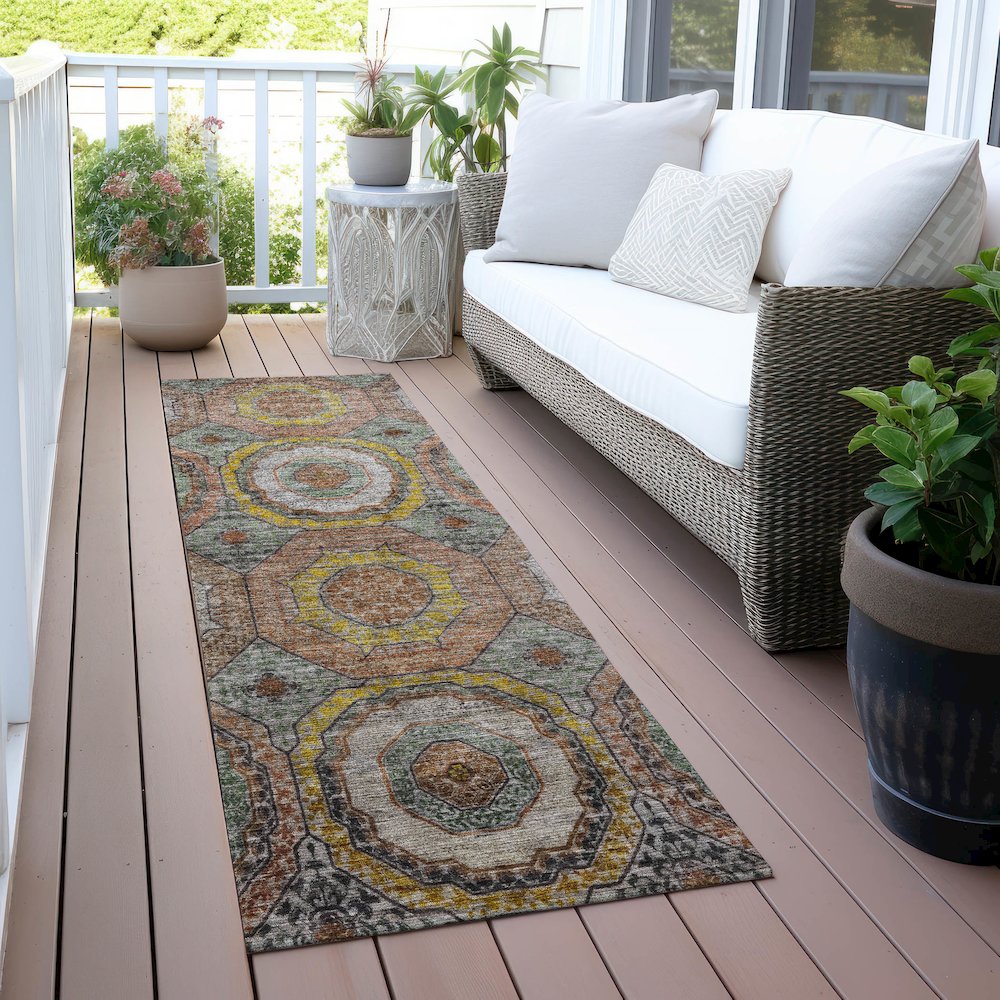 Machine Washable Indoor/Outdoor Chantille ACN2050 Sage 2'3" x 7'6" Runner Rug