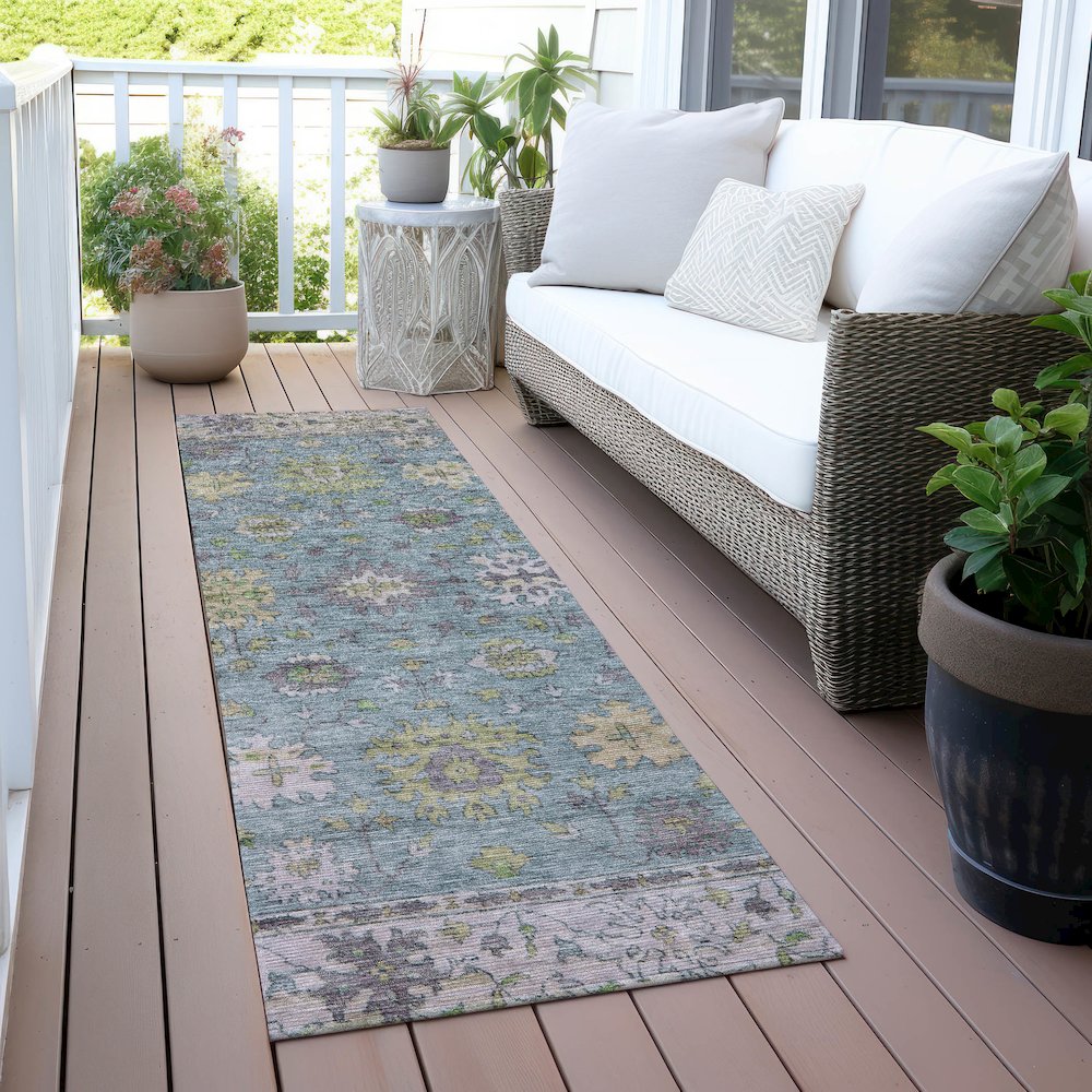 Machine Washable Indoor/Outdoor Chantille ACN2052 Seafoam 2'3" x 7'6" Runner Rug