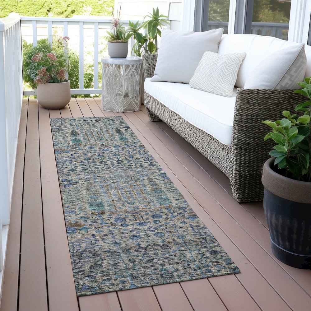 Machine Washable Indoor/Outdoor Chantille ACN2053 Brown 2'3" x 7'6" Runner Rug