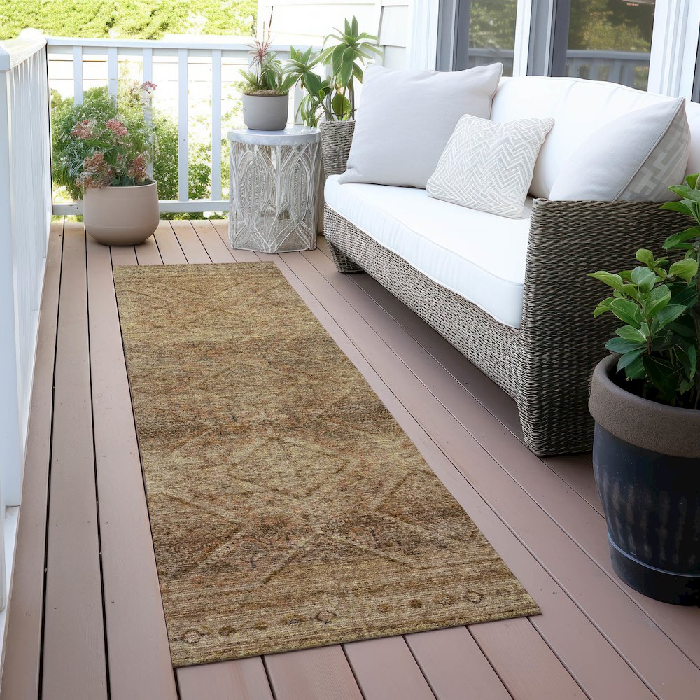 Machine Washable Indoor/Outdoor Chantille ACN2060 Khaki 2'3" x 7'6" Runner Rug