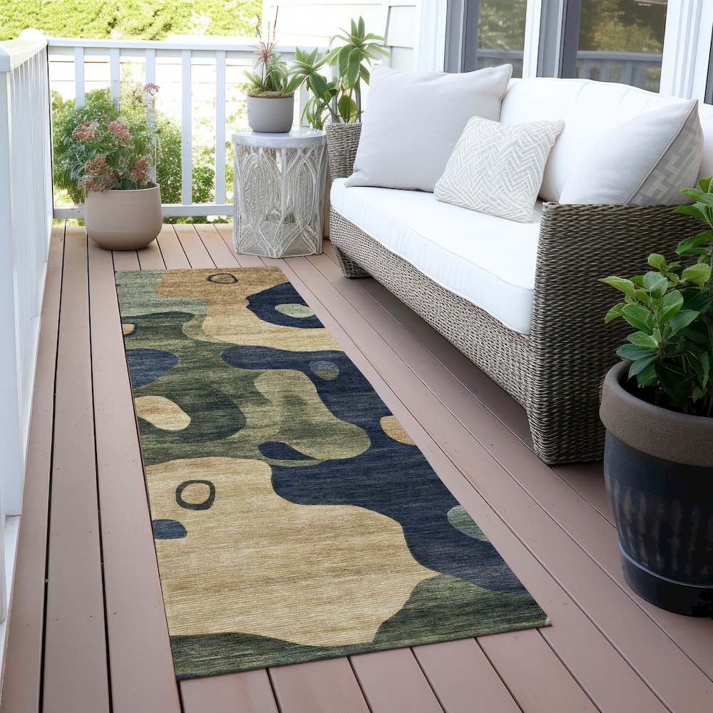 Machine Washable Indoor/Outdoor Chantille ACN2063 Navy 2'3" x 7'6" Runner Rug