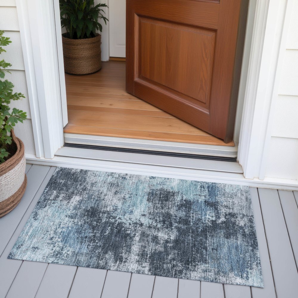 Machine Washable Indoor/Outdoor Chantille ACN2065 Blue 1'8" x 2'6" Rug