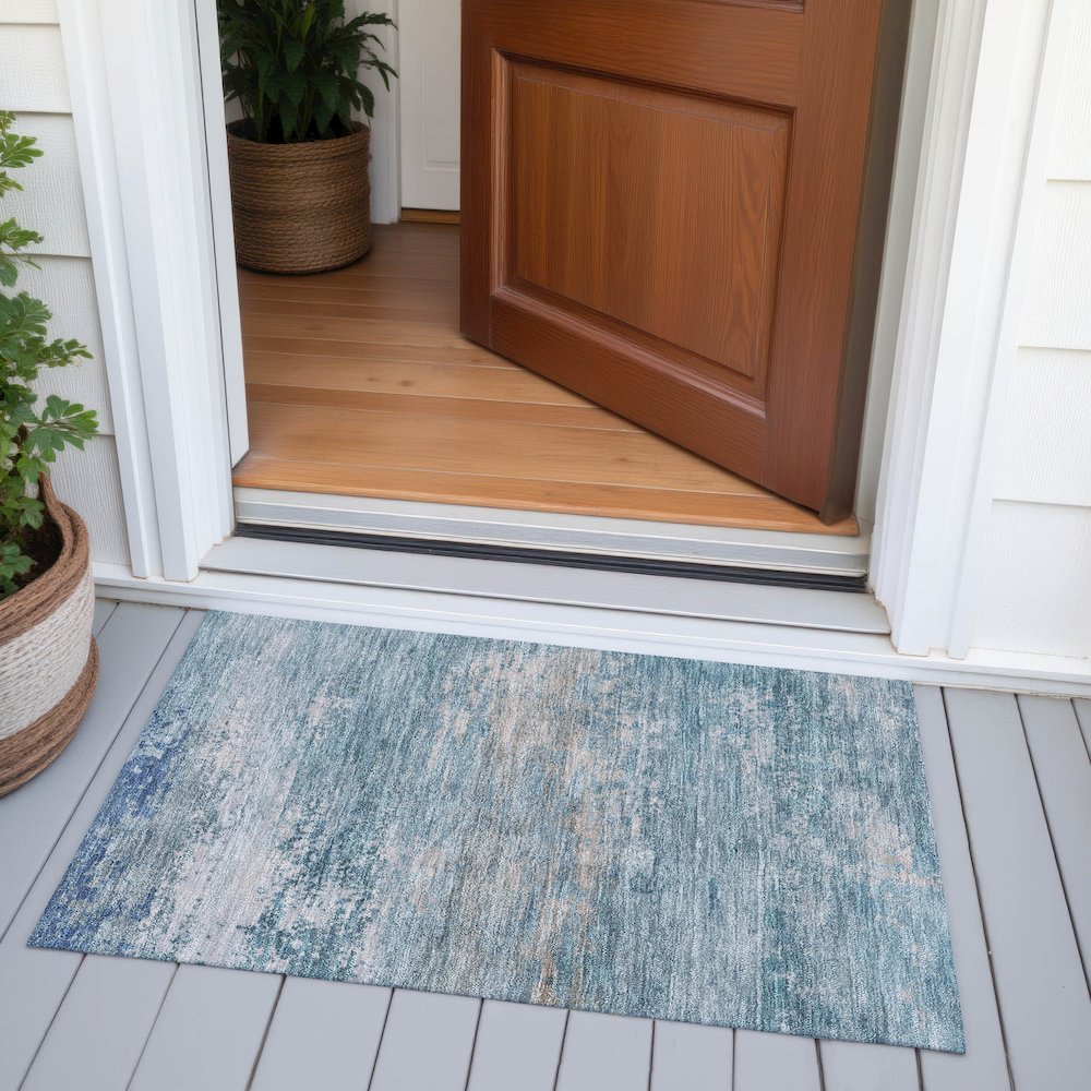 Machine Washable Indoor/Outdoor Chantille ACN2071 Sky 1'8" x 2'6" Rug