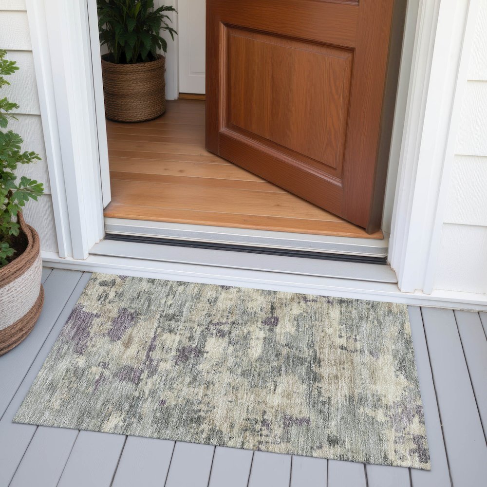 Machine Washable Indoor/Outdoor Chantille ACN2074 Sage 1'8" x 2'6" Rug