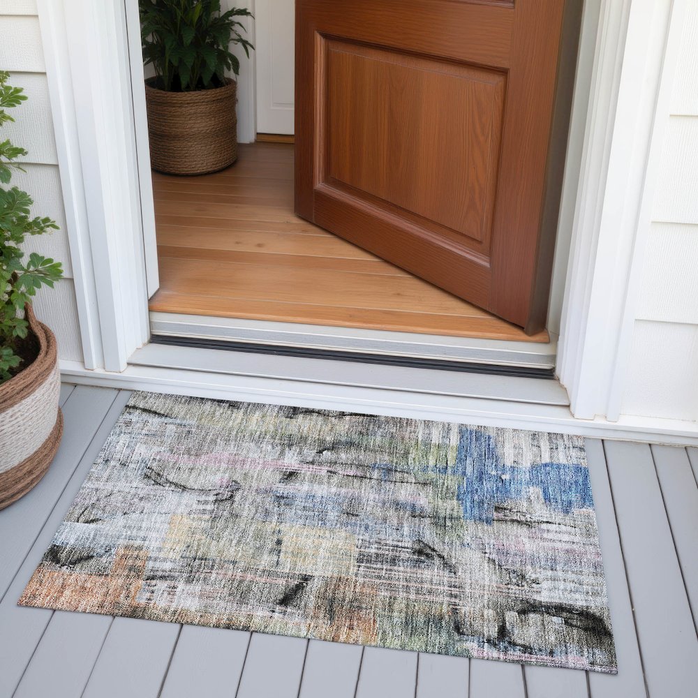Machine Washable Indoor/Outdoor Chantille ACN2076 Blue 1'8" x 2'6" Rug
