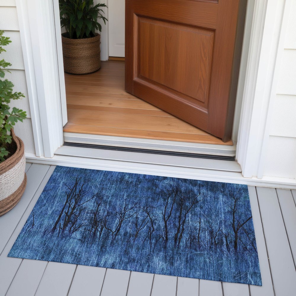 Machine Washable Indoor/Outdoor Chantille ACN2083 Blue 1'8" x 2'6" Rug