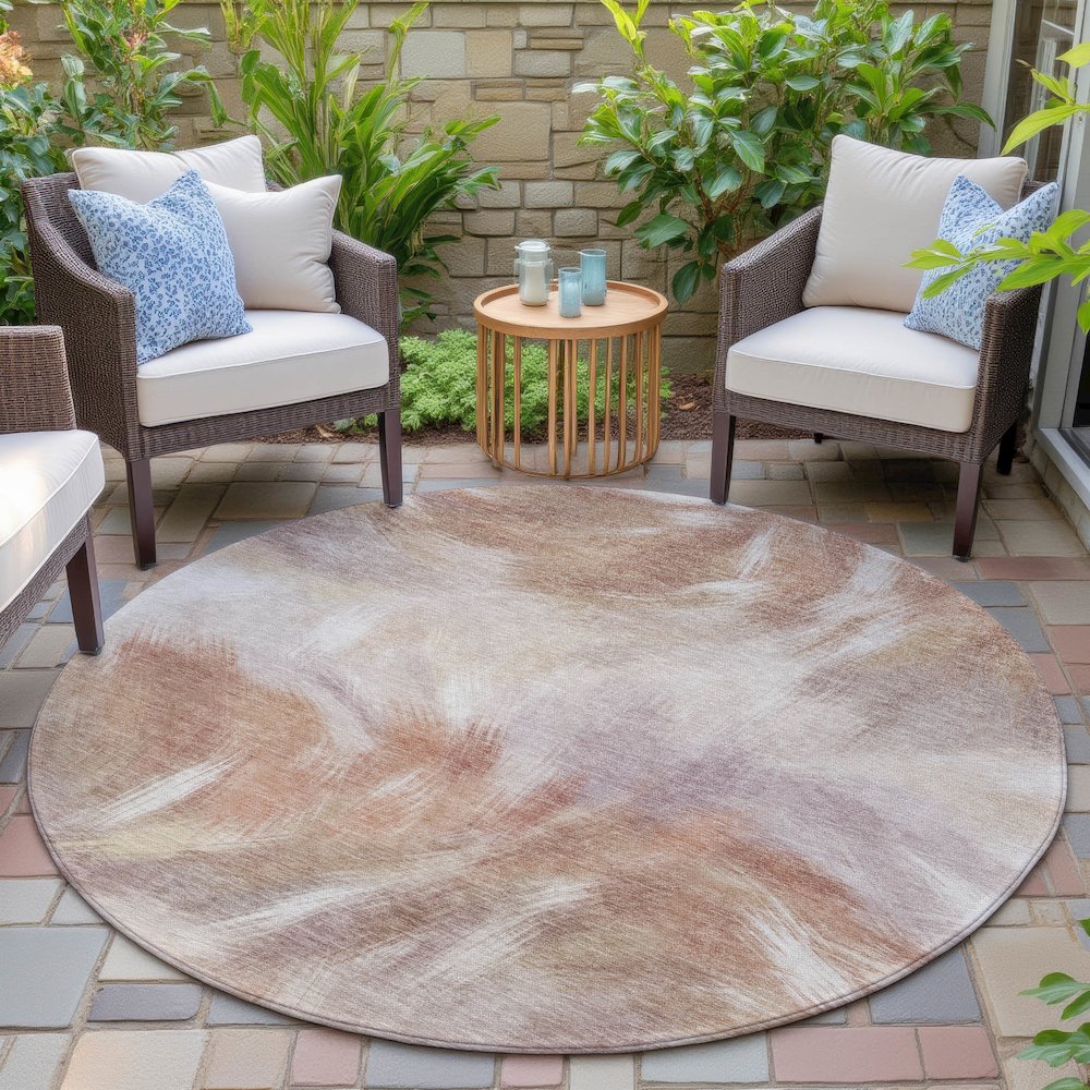 Machine Washable Indoor/Outdoor Chantille ACN2096 Copper 8' x 8' Round Rug