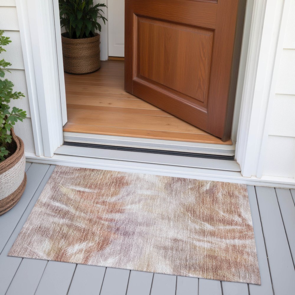 Machine Washable Indoor/Outdoor Chantille ACN2096 Copper 1'8" x 2'6" Rug