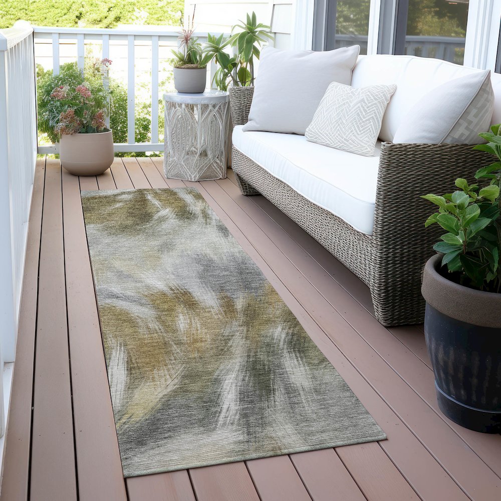 Machine Washable Indoor/Outdoor Chantille ACN2096 Pewter 2'3" x 7'6" Runner Rug