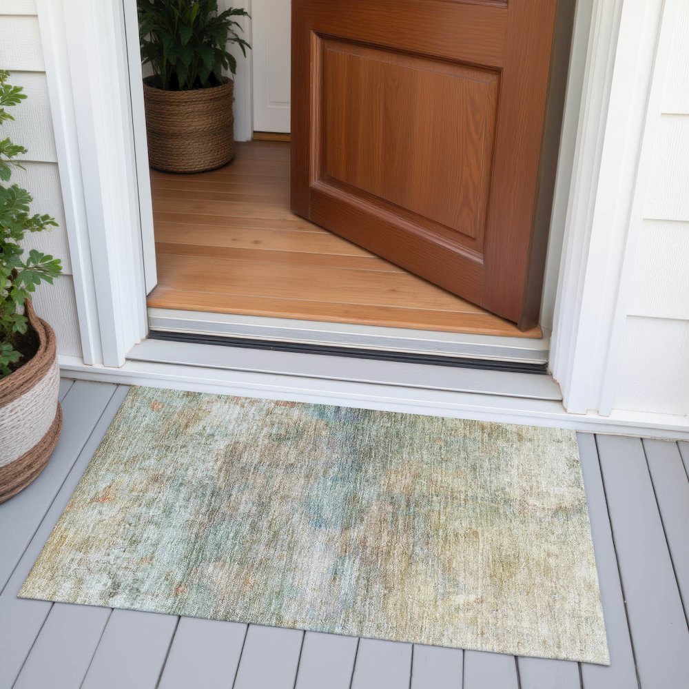 Machine Washable Indoor/Outdoor Chantille ACN2100 Wheat 1'8" x 2'6" Rug