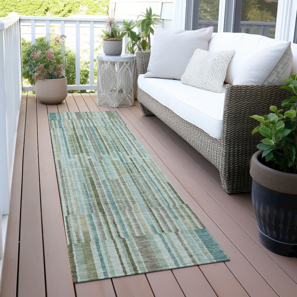 Machine Washable Indoor/Outdoor Chantille ACN2102 Aloe 2'3" x 7'6" Runner Rug
