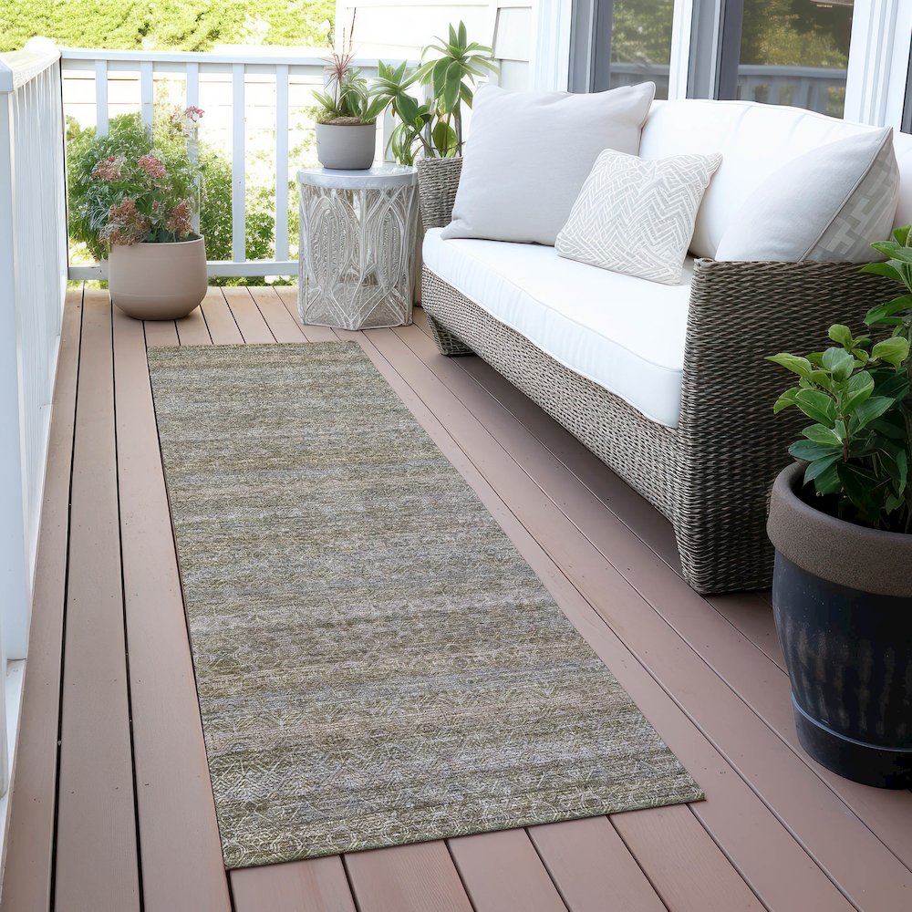 Machine Washable Indoor/Outdoor Chantille ACN2105 Khaki 2'3" x 7'6" Runner Rug