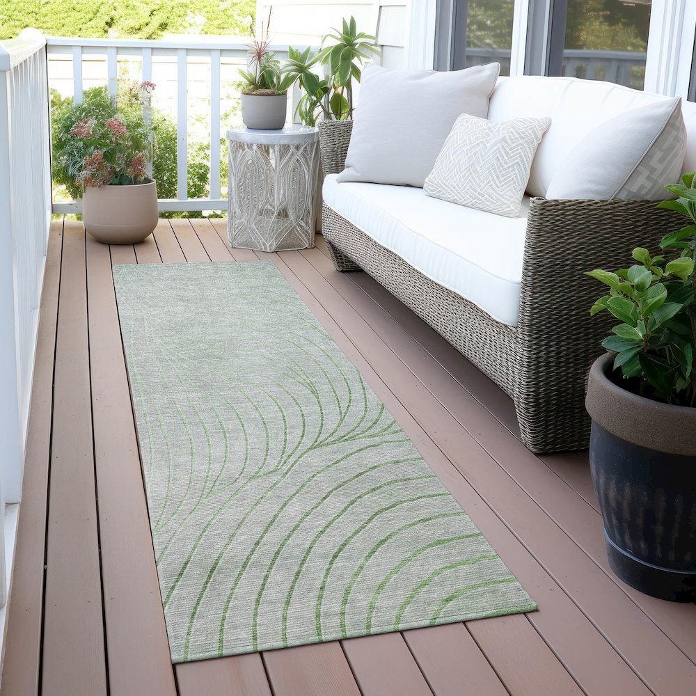 Machine Washable Indoor/Outdoor Chantille ACN2107 Aloe 2'3" x 7'6" Runner Rug