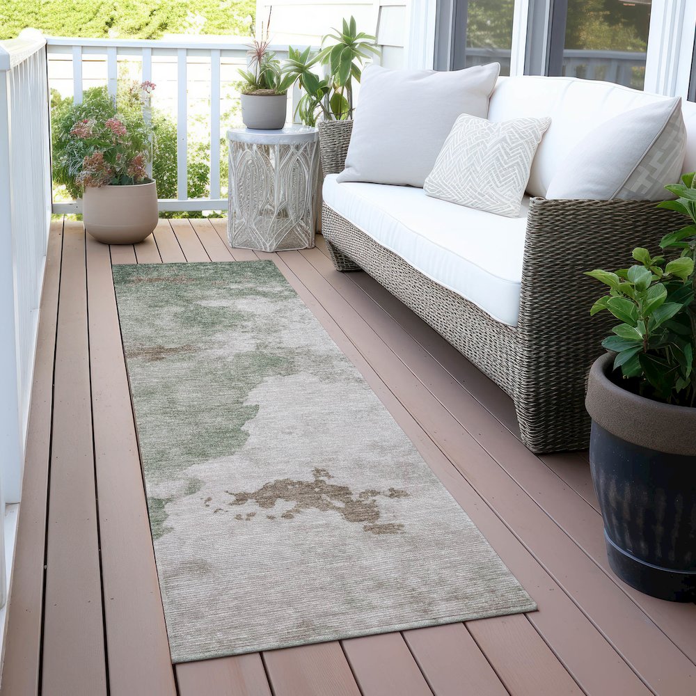 Machine Washable Indoor/Outdoor Chantille ACN2108 Aloe 2'3" x 7'6" Runner Rug