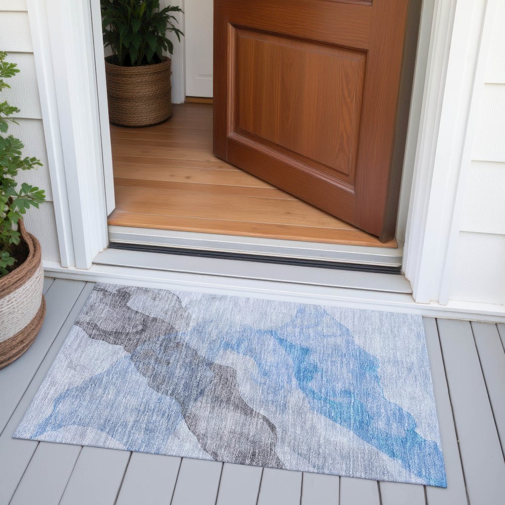Machine Washable Indoor/Outdoor Chantille ACN2109 Sky 1'8" x 2'6" Rug