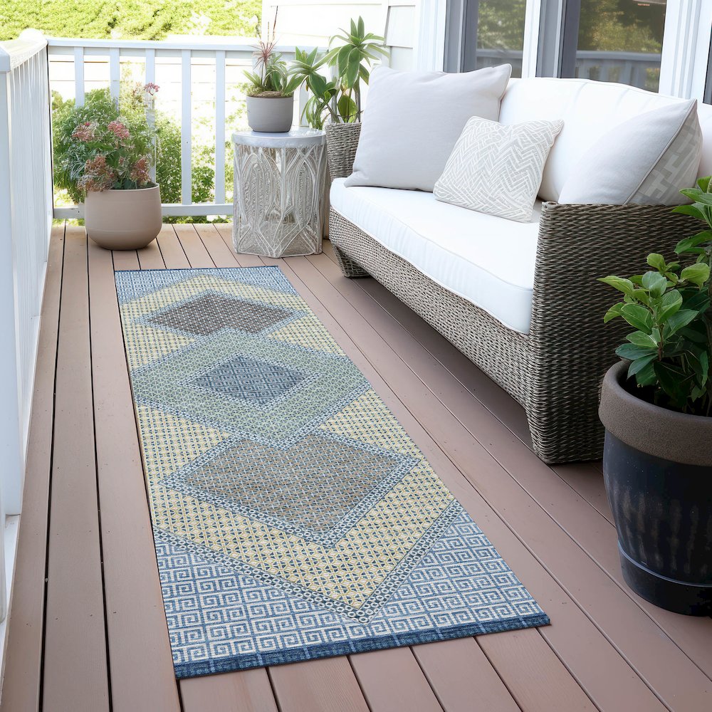 Machine Washable Indoor/Outdoor Chantille ACN2111 Denim 2'3" x 7'6" Runner Rug