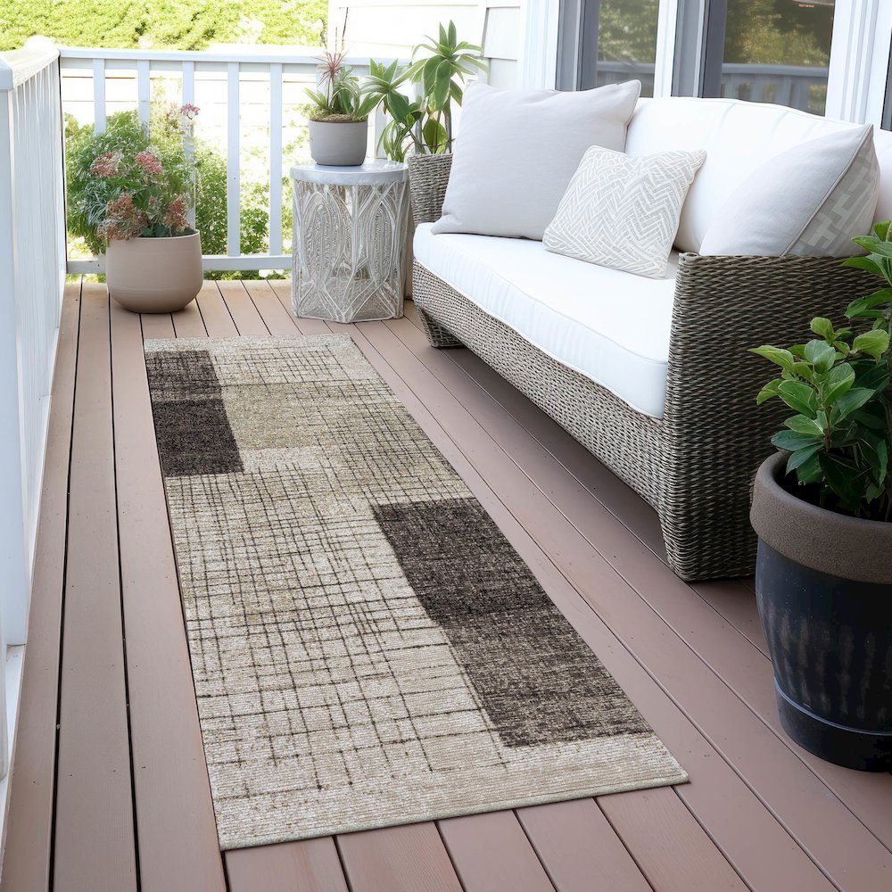 Machine Washable Indoor/Outdoor Chantille ACN2112 Brown 2'3" x 7'6" Runner Rug