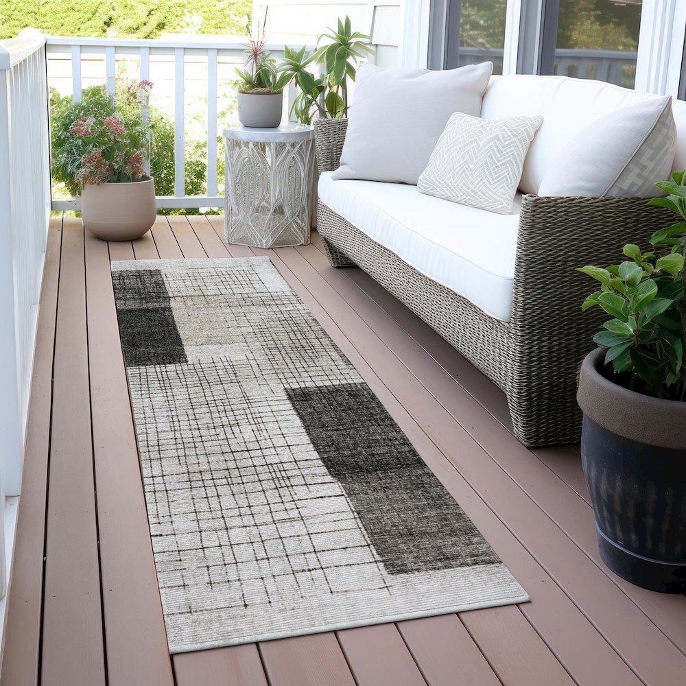 Machine Washable Indoor/Outdoor Chantille ACN2112 Ivory 2'3" x 7'6" Runner Rug