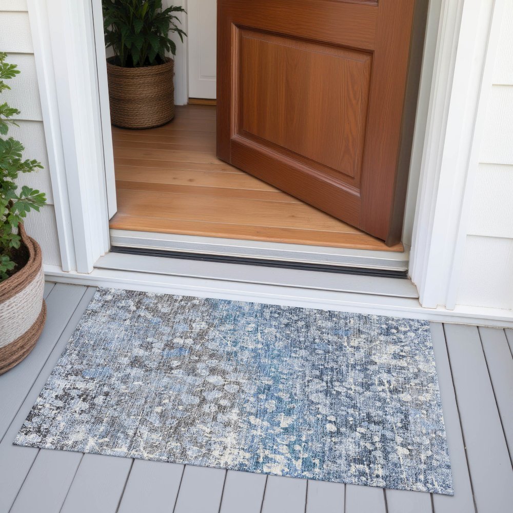 Machine Washable Indoor/Outdoor Chantille ACN2113 Blue 1'8" x 2'6" Rug