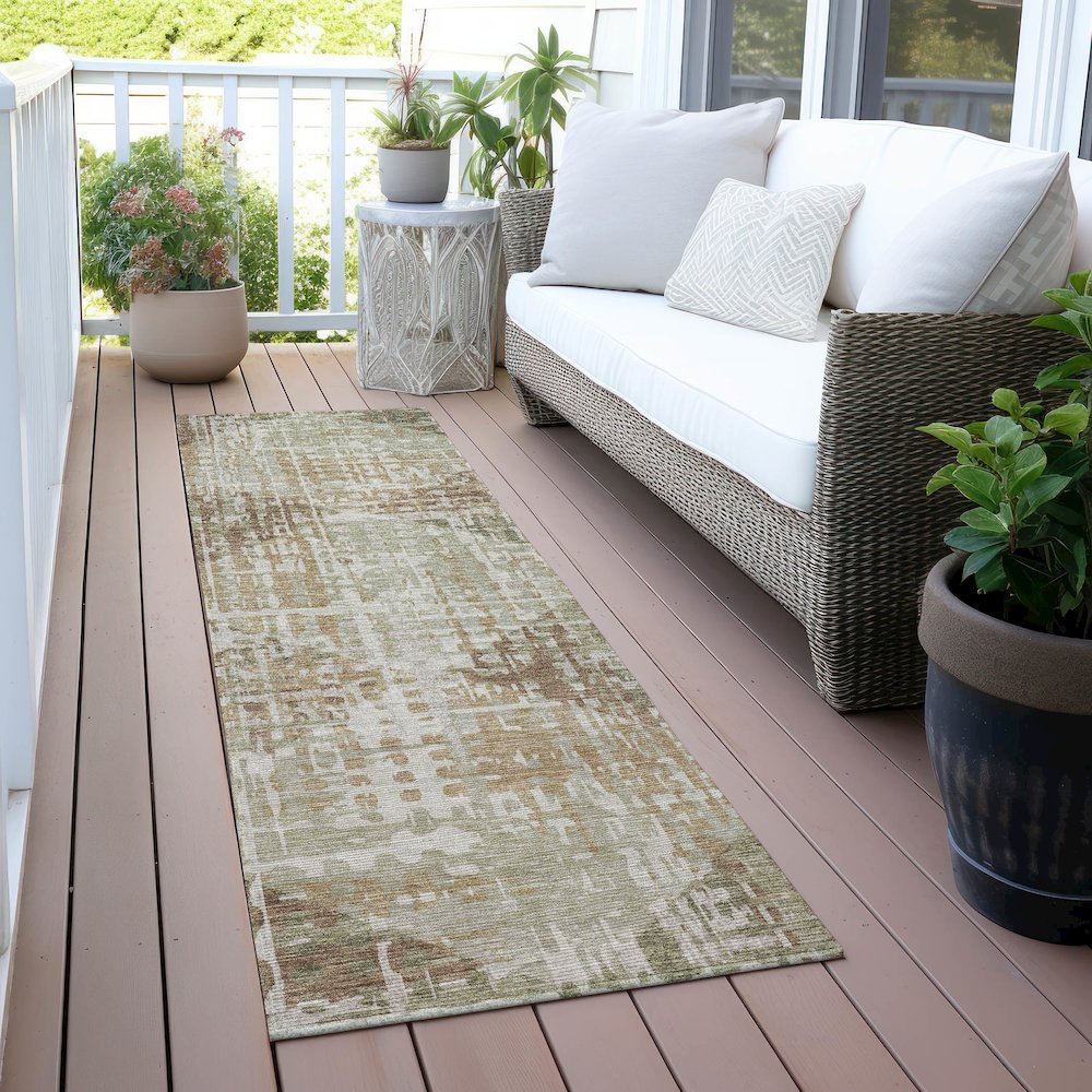 Machine Washable Indoor/Outdoor Chantille ACN2116 Fern 2'3" x 7'6" Runner Rug