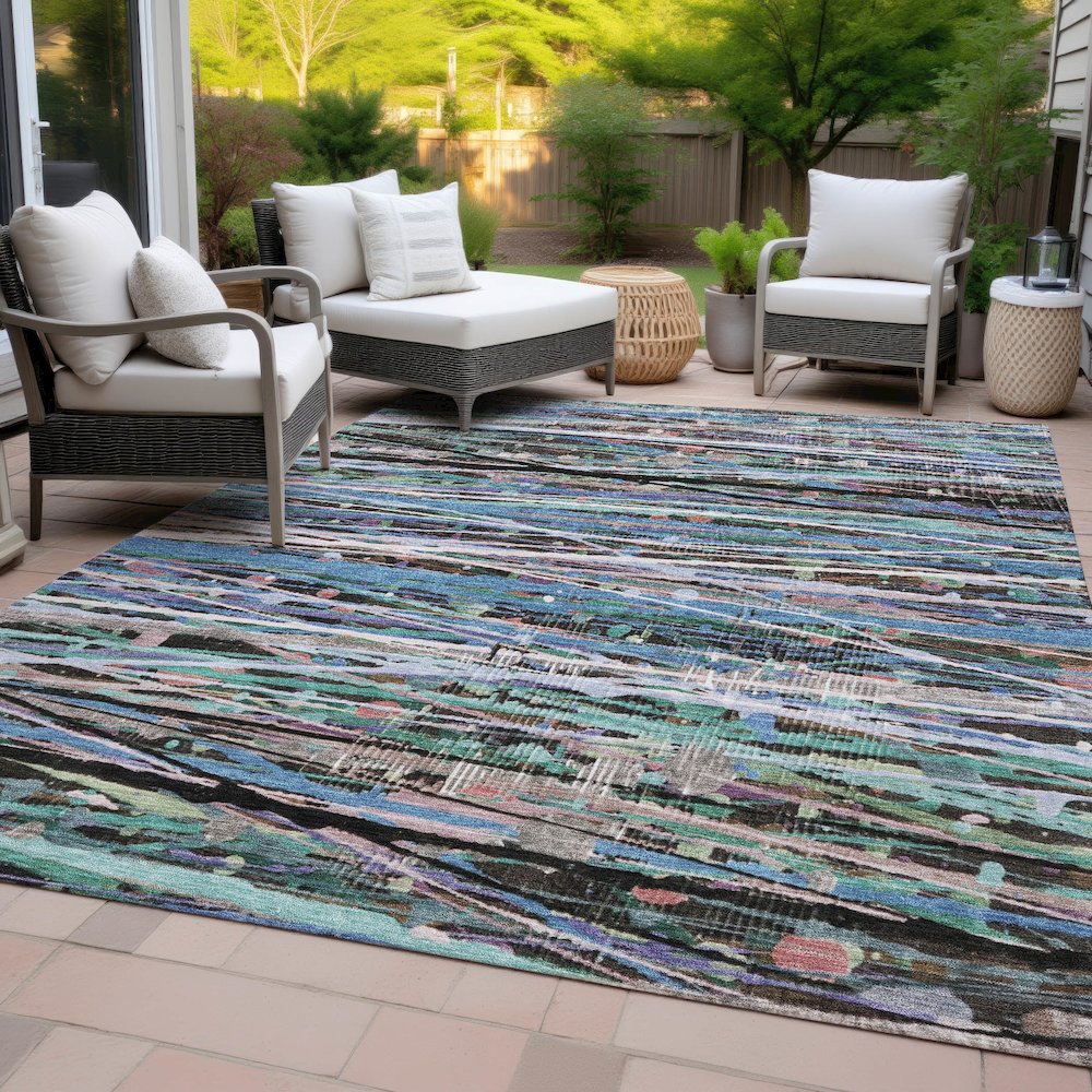 Machine Washable Indoor/Outdoor Chantille ACN2125 Blue 2'6" x 3'10" Rug