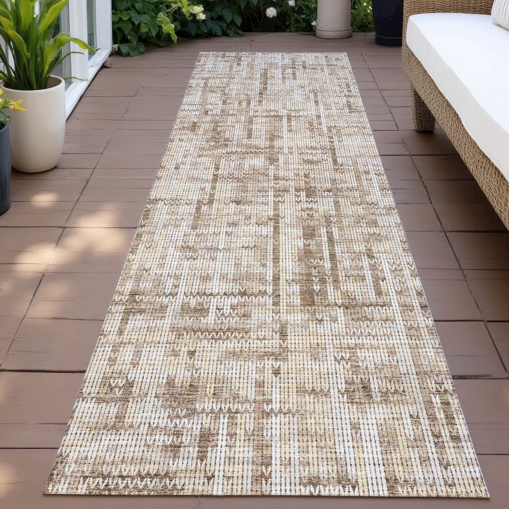 Machine Washable Indoor/Outdoor Chantille ACN2130 Brown 2'3" x 7'6" Runner Rug